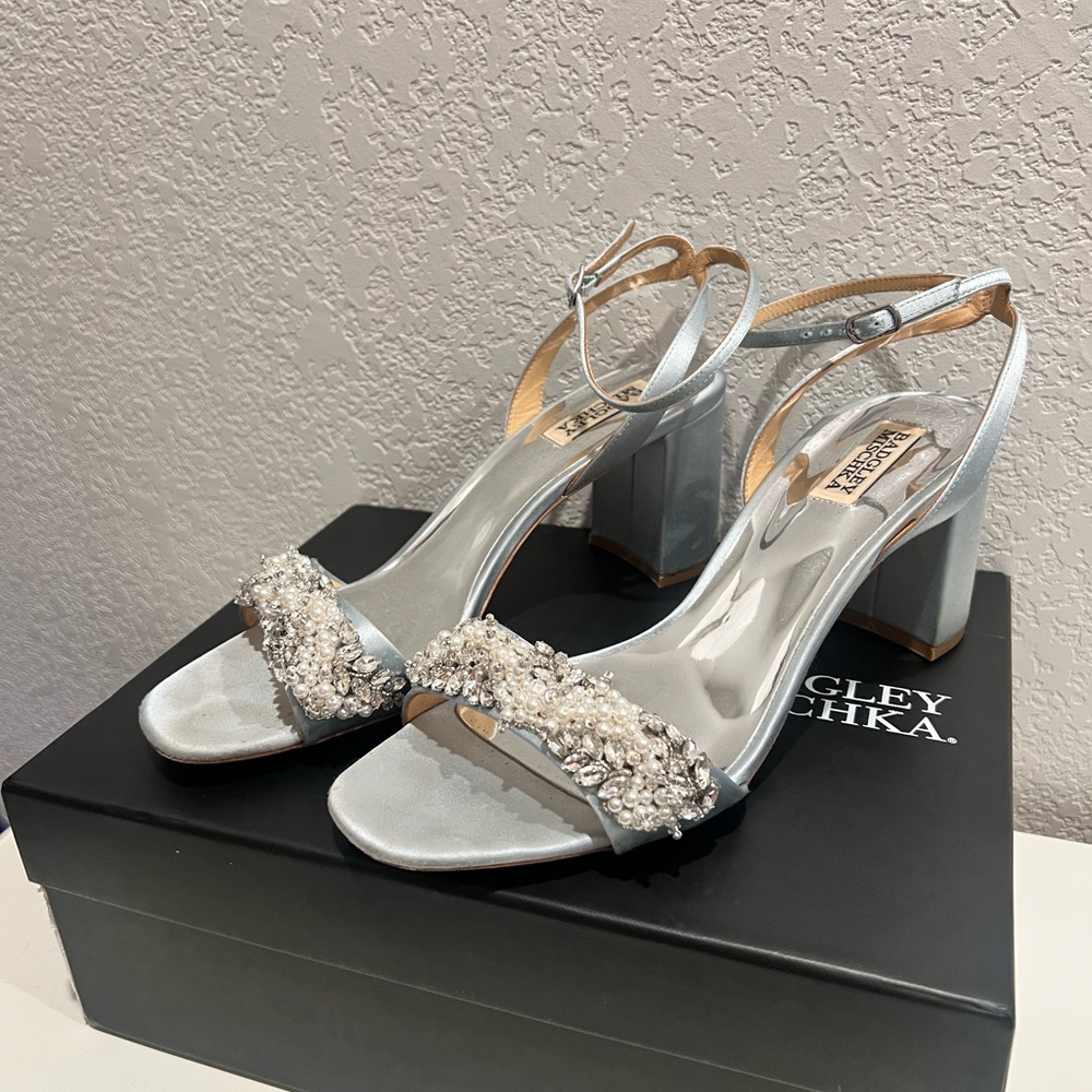 Badgley Mischka Silver Embellished Heels